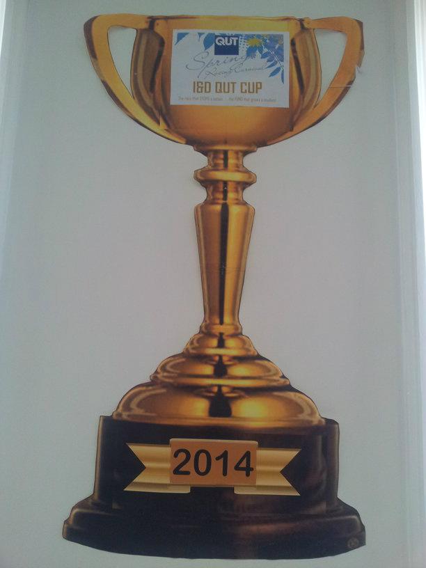 kymma_____ld's tweet photo. I &amp; D at GP is ready to celebrate #QUTCup14! Who will take home the Cup this year? http://t.co/LgASe87WHu