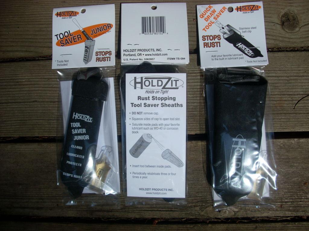 Holdzit's tweet image. The tool is surrounded in a rust stopping lubricated scrubbing pad and a 100% waterproof case. #holdzit #toolsaver