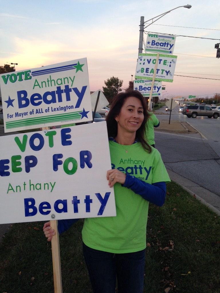BeattyforMayor's tweet photo. We are "In it to win it" Vote #BeattyforMayor tomorrow!! #Lexington #sharethelex #2014election http://t.co/2wFq0tx7bx