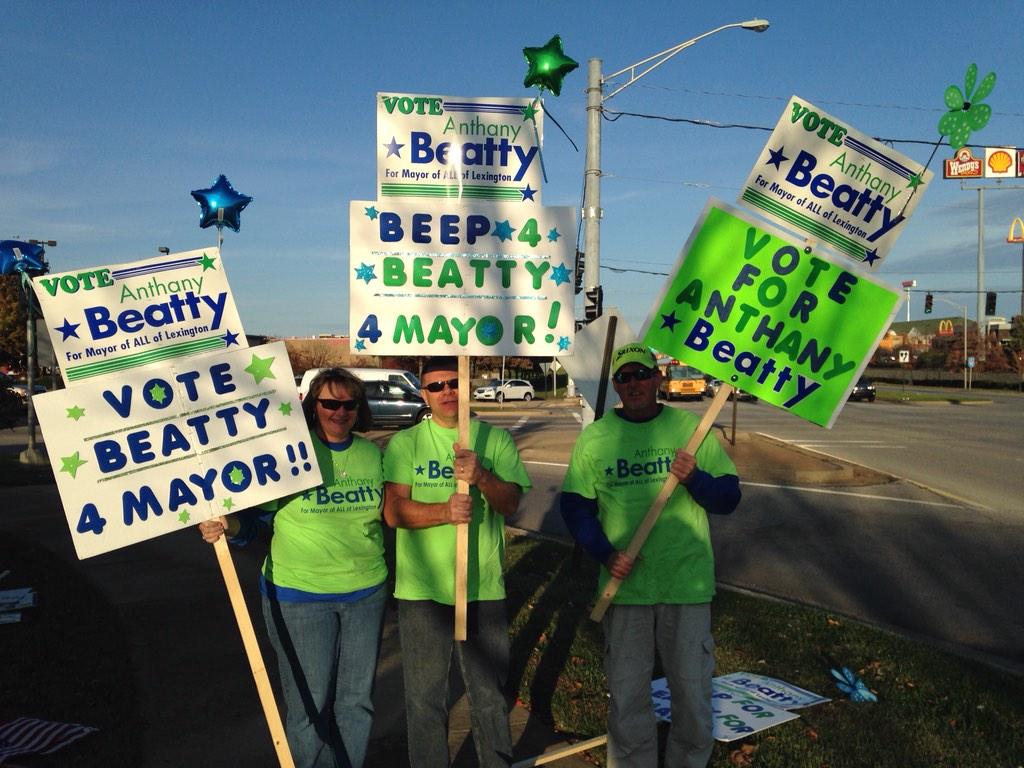 BeattyforMayor's tweet photo. We are "In it to win it" Vote #BeattyforMayor tomorrow!! #Lexington #sharethelex #2014election http://t.co/2wFq0tx7bx