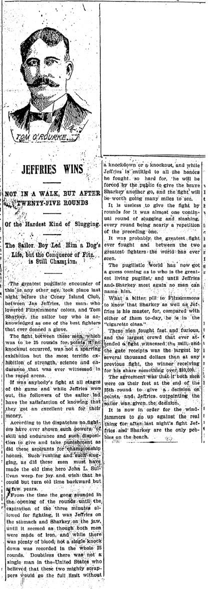 Today in 1899, James Jeffries retained the heavyweight title by PTS25 over Tom Sharkey (Article) #boxing