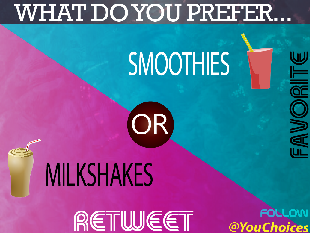 YouChoices's tweet photo. Milkshakes or smoothies? http://t.co/0LVdj9DEZh