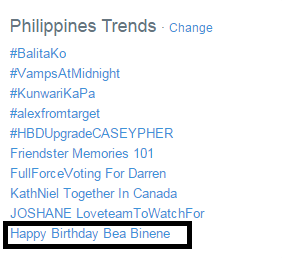 " Stay ka lang jan ah! Mas maganda kung tataas kapa!     Happy Birthday Bea Binene   