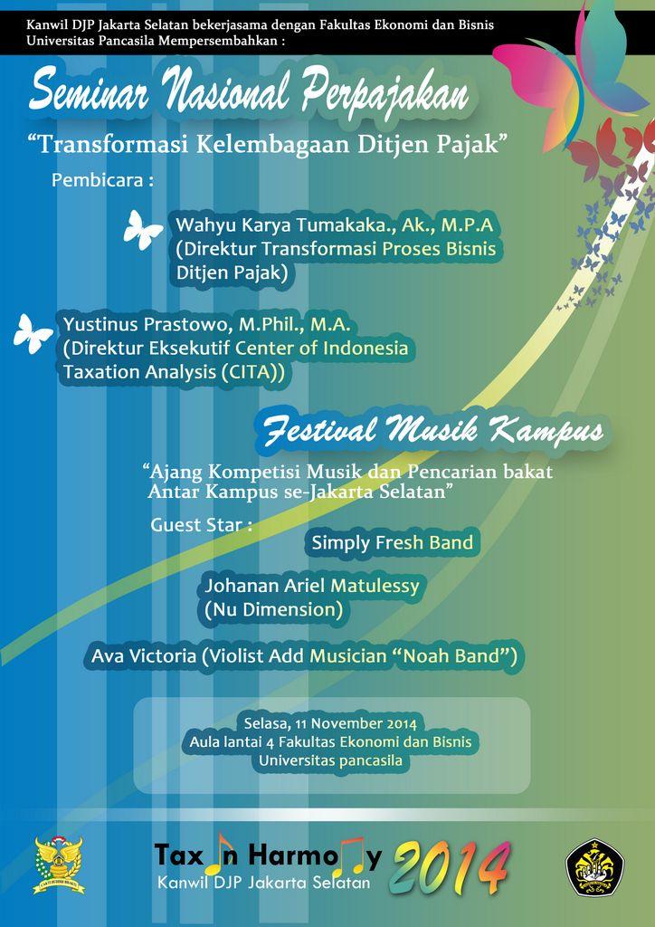 pagi, ayo ikut partisipasinya diacara puncak #TaxInHarmony bersama <a href="/pandupajak/">#LiterasiFinancial</a>  yg akan dilaksanakan di <a href="/TaxcenterUp/">UniversitasPancasila</a>