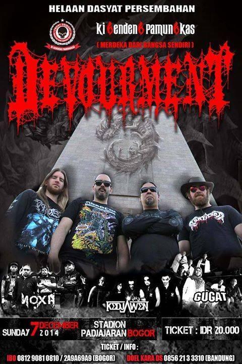 Devourment akan tampil untuk pertama kalinya di Indonesia, 7 Desember 2014 di Stadion Padjajaran Bogor