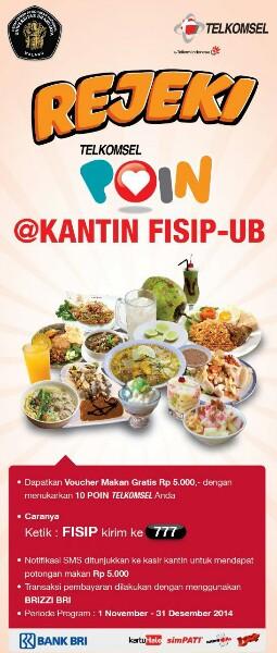 Mau makan murah di Kantin UB ? Telkomsel-BRI memberikan diskon Rp 5.000 buat mahasiswa cek poin *700# <a href="/tsel_malang/">Telkomsel Malang</a>