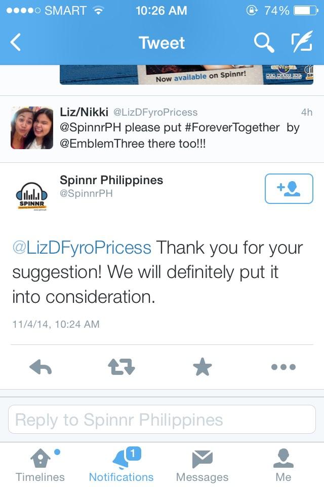 LizFyroPrincess's tweet photo. Everyone help me spam @SpinnrPH for them to seriously put #ForeverTogetherEP on their site.It would be cool. Thanks 👑 http://t.co/CAzm47NTgi