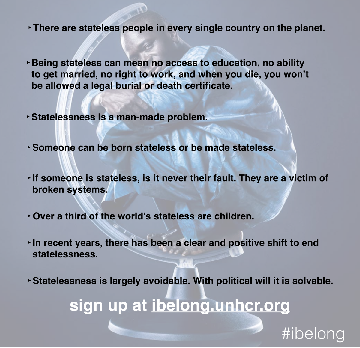 UN's tweet photo. #UNHCR launched a 10yr campaign to end statelessness. You can help: http://t.co/yZpEfNFazK #ibelong http://t.co/NjmC5DnbUv via @Refugees