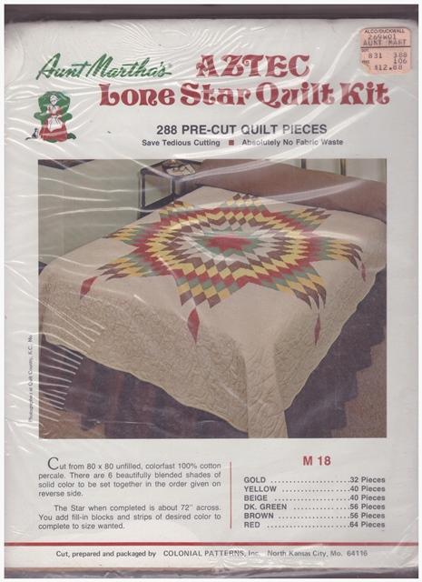 Kira_on_ebay's tweet image. Aztec Lone Star Quilt Kit Aunt Martha's SEALED NIP Vtg Pattern Cut Pieces | eBay buff.ly/1GbBXTP