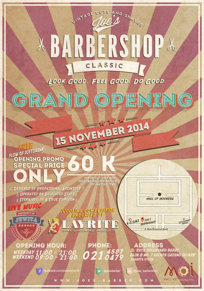 joesbarber's tweet image. Be a part of our second outlet Grand Opening. live music @juwitaband , juggling competition endorsed by @LayriteID.