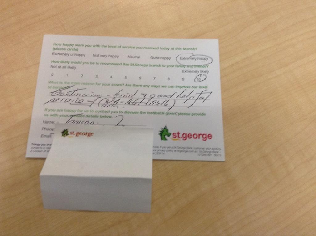 StGeorgeWA's tweet photo. Customer compliment at Perth branch. #creatingravingfans http://t.co/xvighOVS4Q