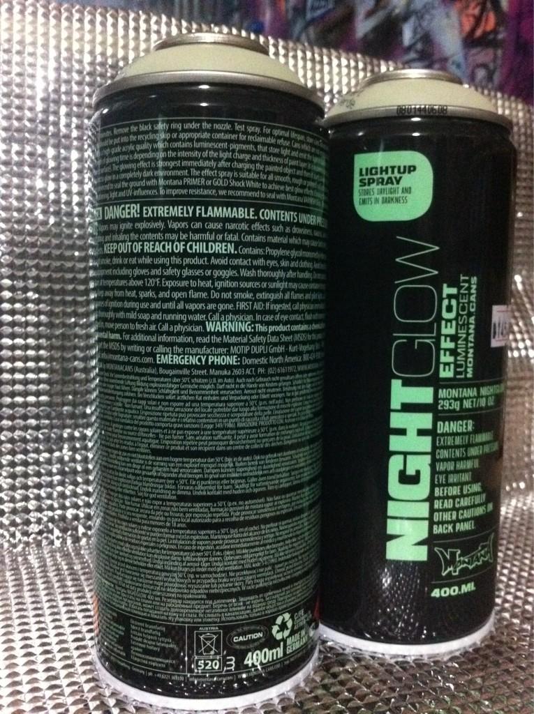 cakep nich.. RT <a href="/garduhouse/">garduhouse</a>: Ready stock Spray cans: Montana Night Glow (400ml). Harga 145 ribu.
