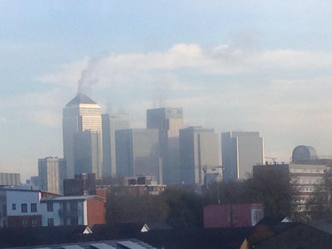 benedict_kingh's tweet photo. Did someone leave the kettle on in Canary Wharf? http://t.co/y4ckrlLDoF