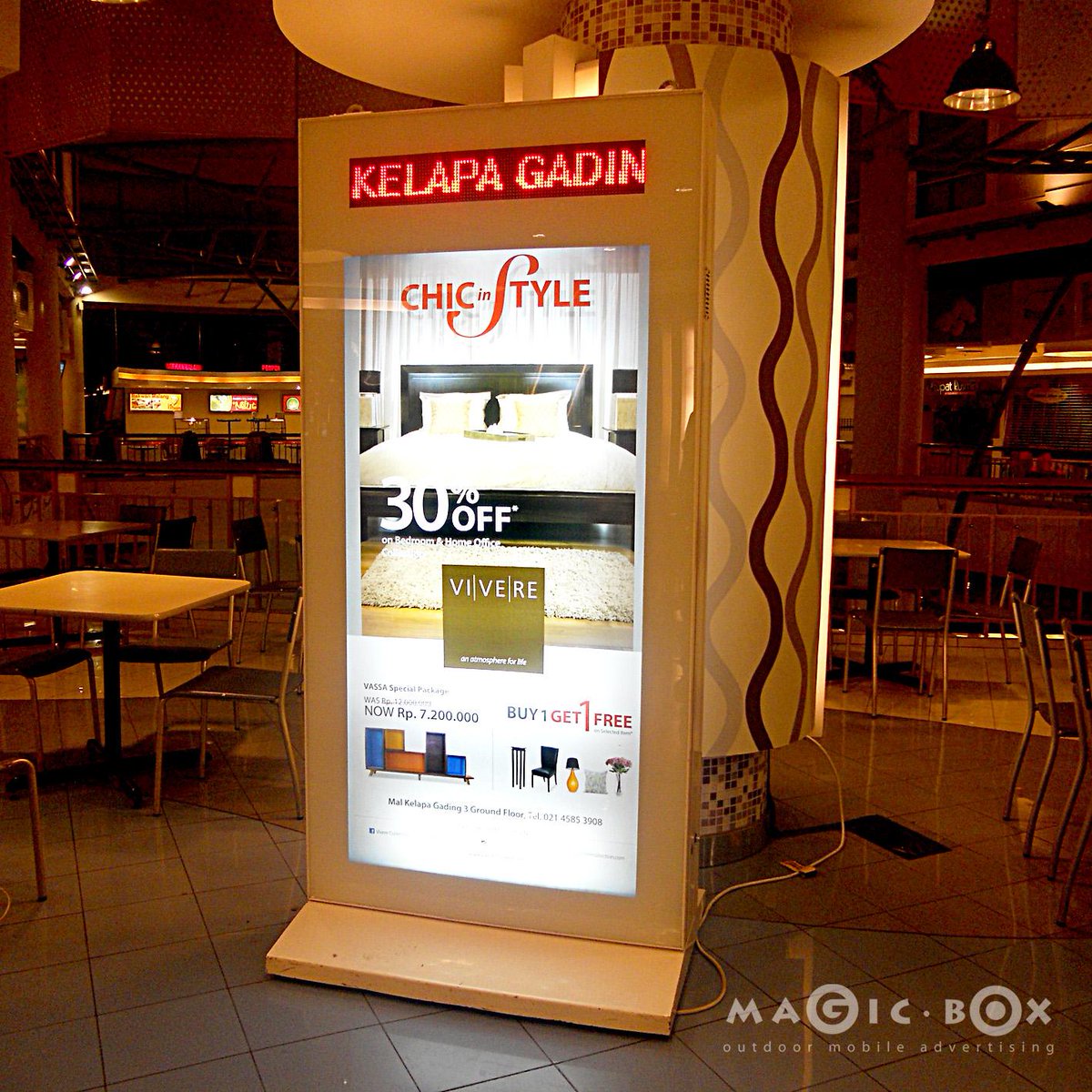 MagicBoxAds's tweet image. Vivere with #ScrollingDisplay at @MKGLaPiazza #vivere #furniture #sale #promosi #magicboxads #iklan #uniq #creative