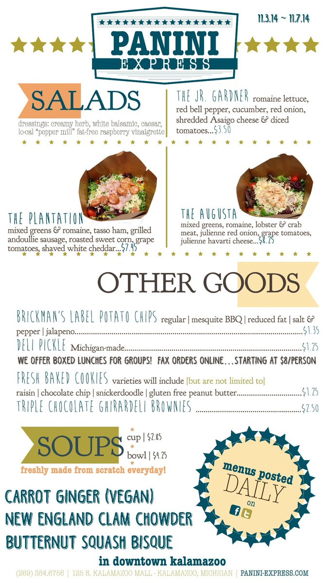 MyPaniniExpress's tweet photo. {Sandwiches and Salads} for Today! http://t.co/r3qzfCyYTo