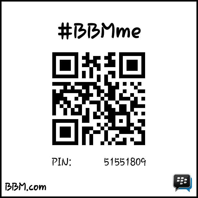 #BBMme PIN: 51551809
pin.bbm.com/51551809