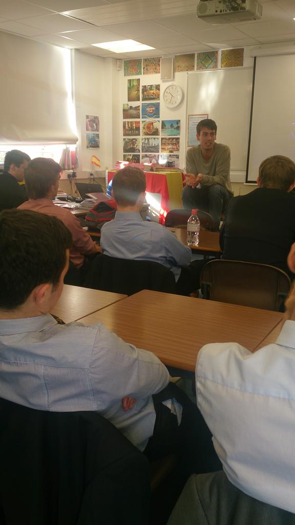 Hampton_Spanish's tweet photo. OH @sambenstead1 @HamptonSchool talking about life studying Spanish &amp; Portuguese &amp; his year in México &amp; Sao Paulo. http://t.co/ujr1VWgeBC