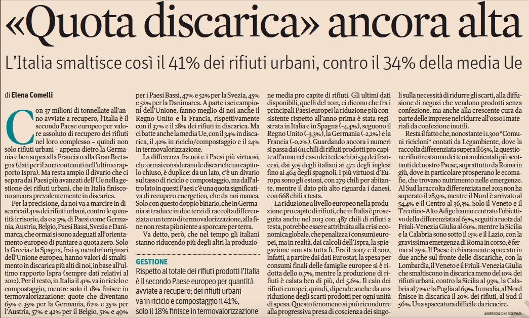 elencomelli's tweet photo. #rifiuti #statigreen14 In Italia oltre il 40% finisce in discarica @ISPRA_Press @Legambiente http://t.co/Evot3alpwN? http://t.co/mtR7pf2ky8