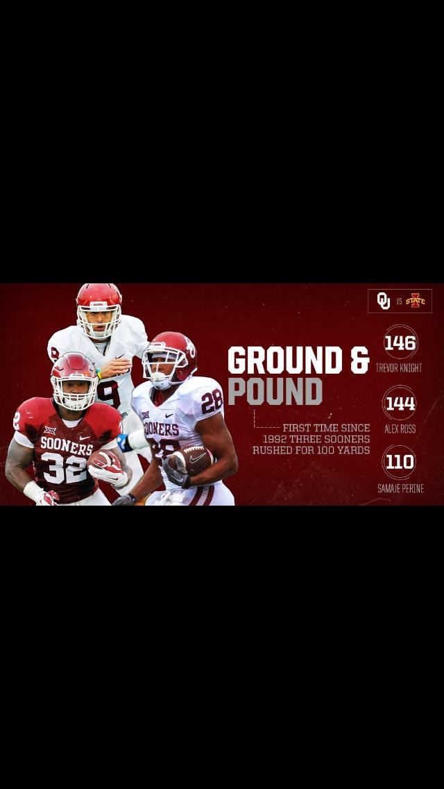 OU_CoachHeupel's tweet photo. Proud of the way these guys ran and the big guys in the trenches clearing the way for them. http://t.co/2IfxlAVmae
