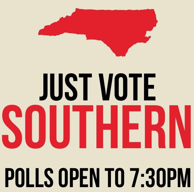 JudgeSouthern's tweet image. Polls are open statewide to 7:30PM. Just Vote Southern! #southern4judge #NCJudges14