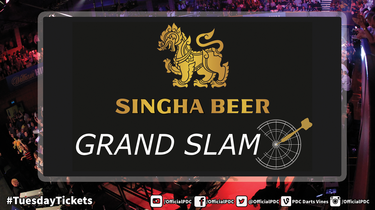 OfficialPDC's tweet photo. #TUESDAYTICKETS: Win tickets to the @Singha_Beer Grand Slam of Darts! RT and FOLLOW to enter! #GSOD http://t.co/cvFVjllzmr