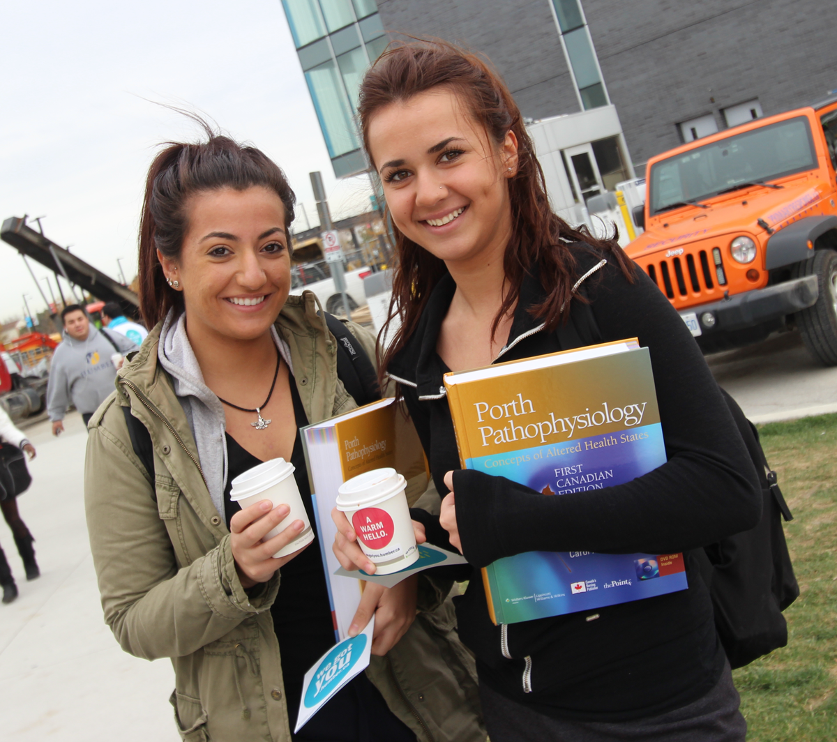 lifeathumber's tweet photo. Get your FREE Hot Chocolate! #WarmHello North, Outside - beside Tim Hortons entrance @humbercollege #wegotyouhumber http://t.co/PXnNxBoX2P