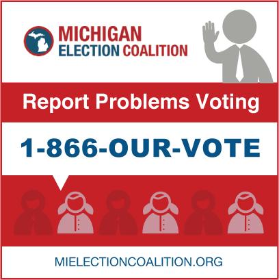 VoteMich's tweet image. Have questions about voting or need to report a problem? Click here: bit.ly/1uuTUnh #MIvote2014