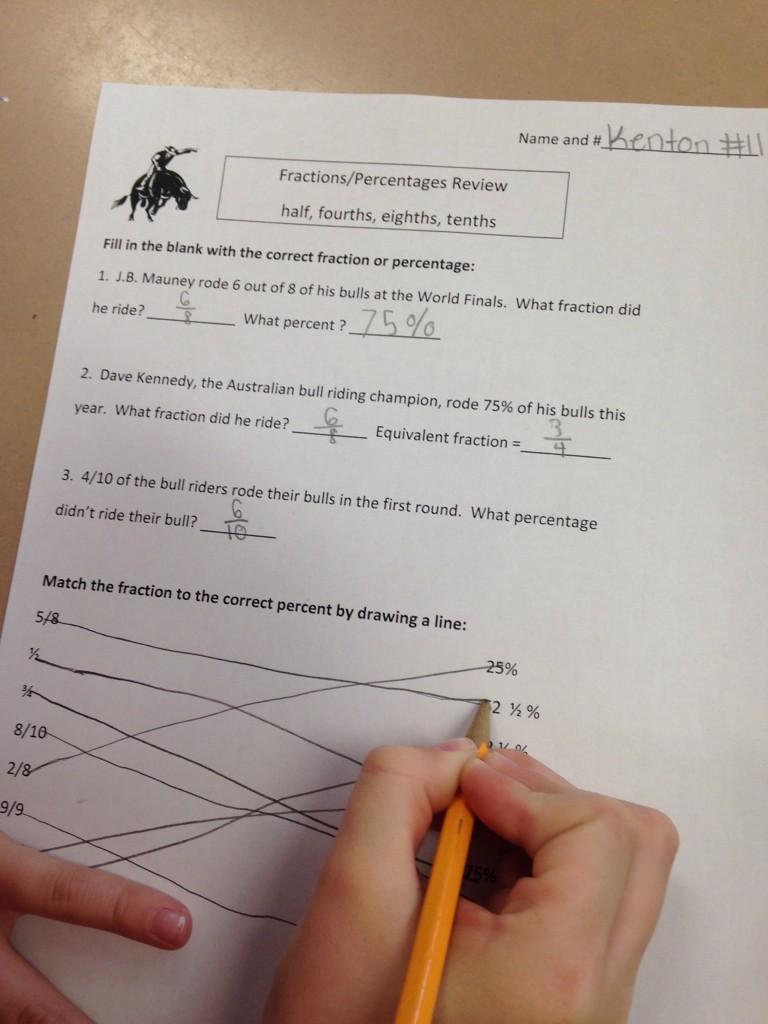 watson4and8's tweet photo. Bulls in Schools 🐂 fractions &amp; %'s r much more fun when bull riding's involved #formativeassess @pbr @JimHaworth1 http://t.co/0ceDqGvCBZ