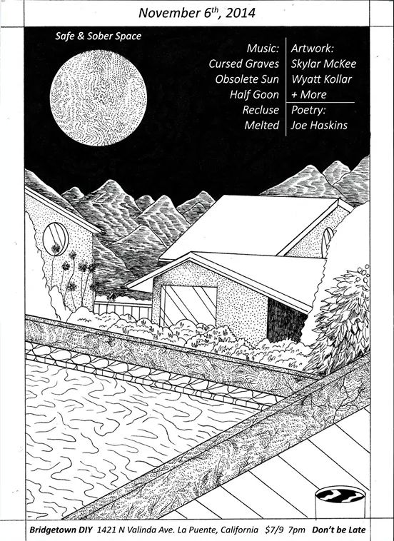 halfgooned's tweet photo. 11/6 at @BridgetownDIY w/ #cursedgraves #recluse #obsoletesun & #melted http://t.co/1Wrb1Xxz5f