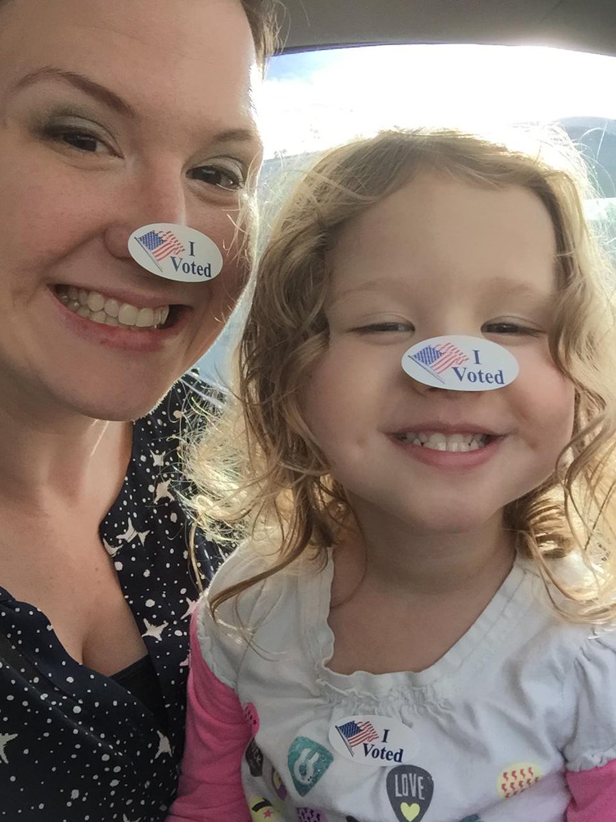 chclack's tweet image. Daughter tagged along. Nice people, stickers &amp;amp; cool machines prompted a "that was fun!" from this 2 yr old. #IVotedNV