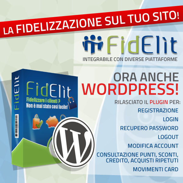 TeamFidElit's tweet image. Rilasciato il plugin #Wordpress, per integrare #FidElìt facilmente. Per informazioni goo.gl/0ocBDi
