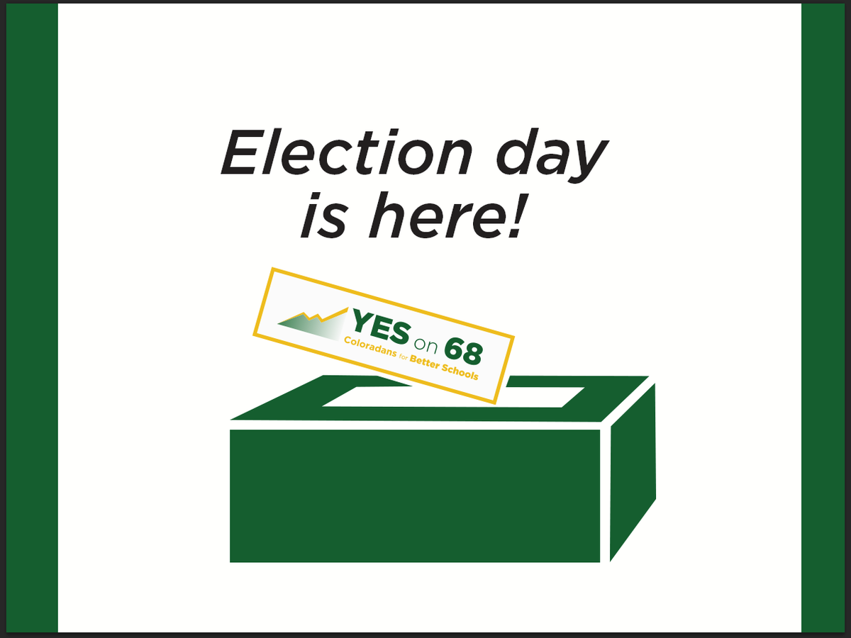 VoteYesOn68's tweet photo. Today is your last chance 2 vote #YESon68! Colo schools need your vote! #CoPolitics #EdColo http://t.co/P8hvyNv7WF