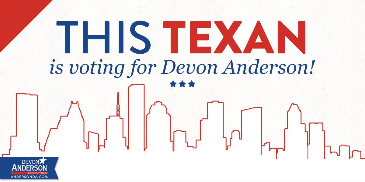 DevonAndersonDA's tweet photo. RETWEET if you are a Texan for Devon Anderson &amp; visit http://t.co/krQNsELGum to find your polling location. http://t.co/2GW5EWWPCI