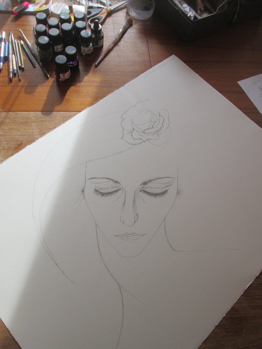 charlieesposito's tweet image. The start of 'Mind in Bloom' several weeks ago in #Brighton. Prep work for the new canvas......#initialsketch #art