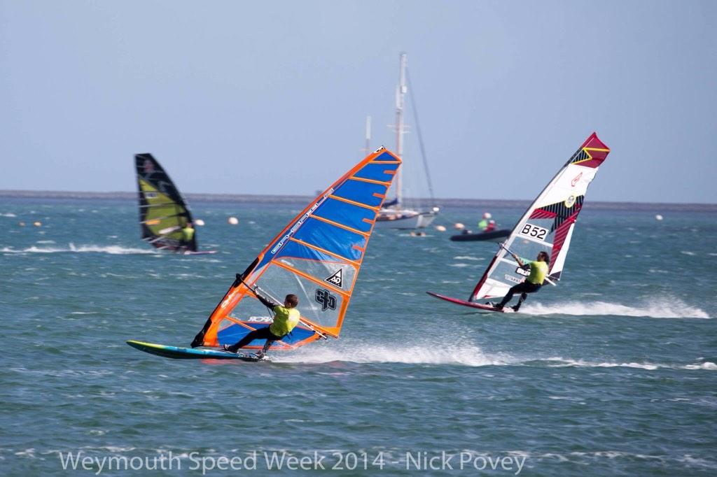 scottystallman's tweet image. Racing Pat Van Hoof at Weymouth Speed Week. Thanks Nick Povey for the pic. @WindAtWeymouth @otc_windsurf
