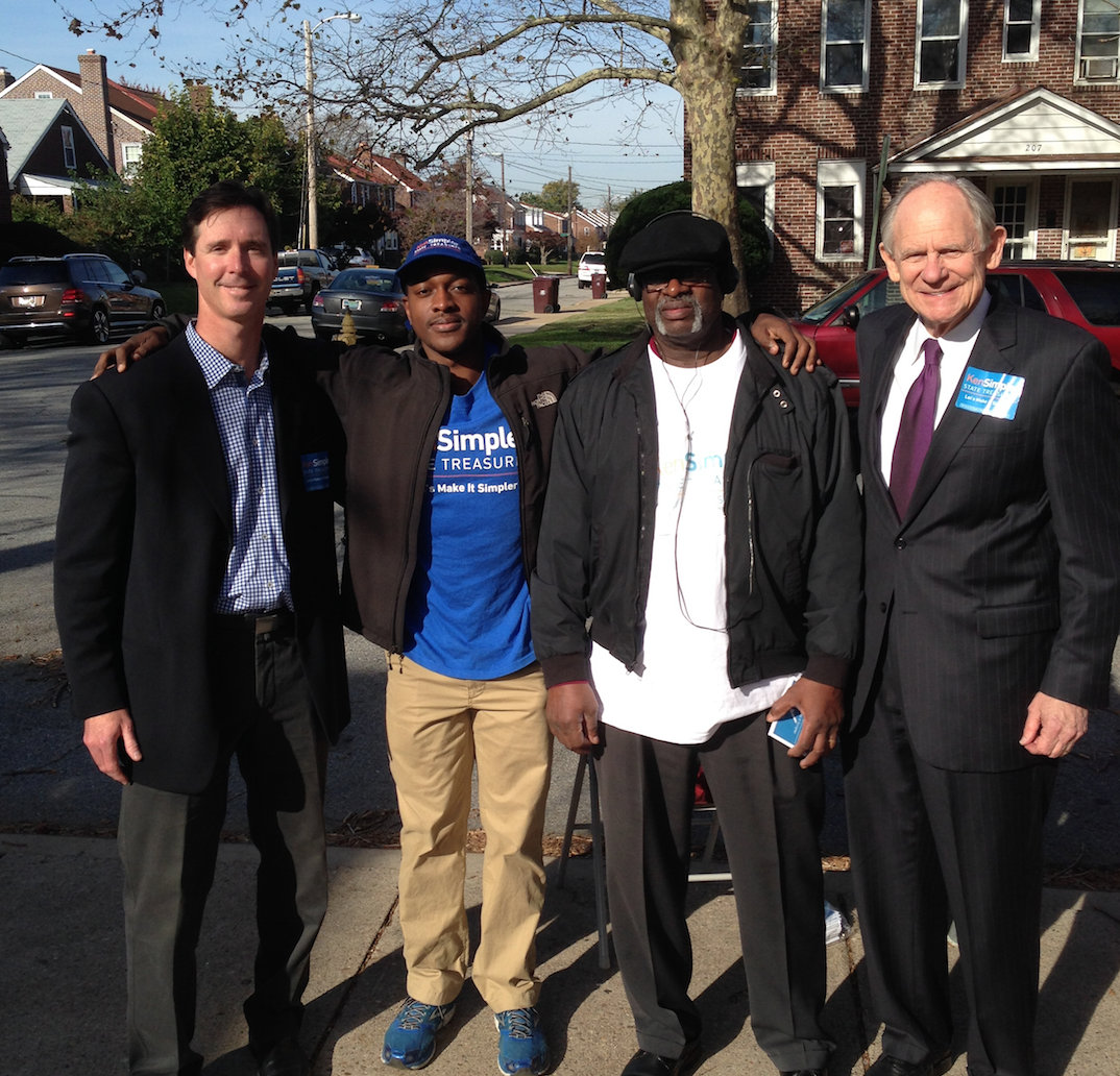 KenSimpler's tweet photo. Here is Ken with Mike Castle and some supporters in Wilmington this morning. #ElectionDay #LetsMakeItSimpler #NetDE http://t.co/zlipQwVFg8