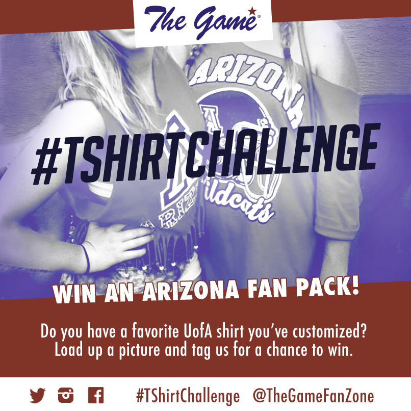 TheGameFanZone's tweet photo. Want to win FREE @UofA headwear/apparel? Upload your favorite customized U of A shirt and tag us! #TShirtChallenge http://t.co/KZvSzOIiEM