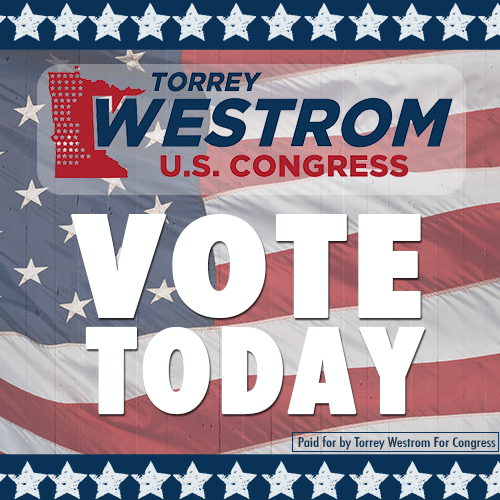 RT <a href="/TeamWestromMN7/">Team Torrey Westrom</a>:
#VOTE for <a href="/TorreyWestrom/">Torrey Westrom</a> for U.S. Congress today! #mn07 #GoTorrey #ElectionDay