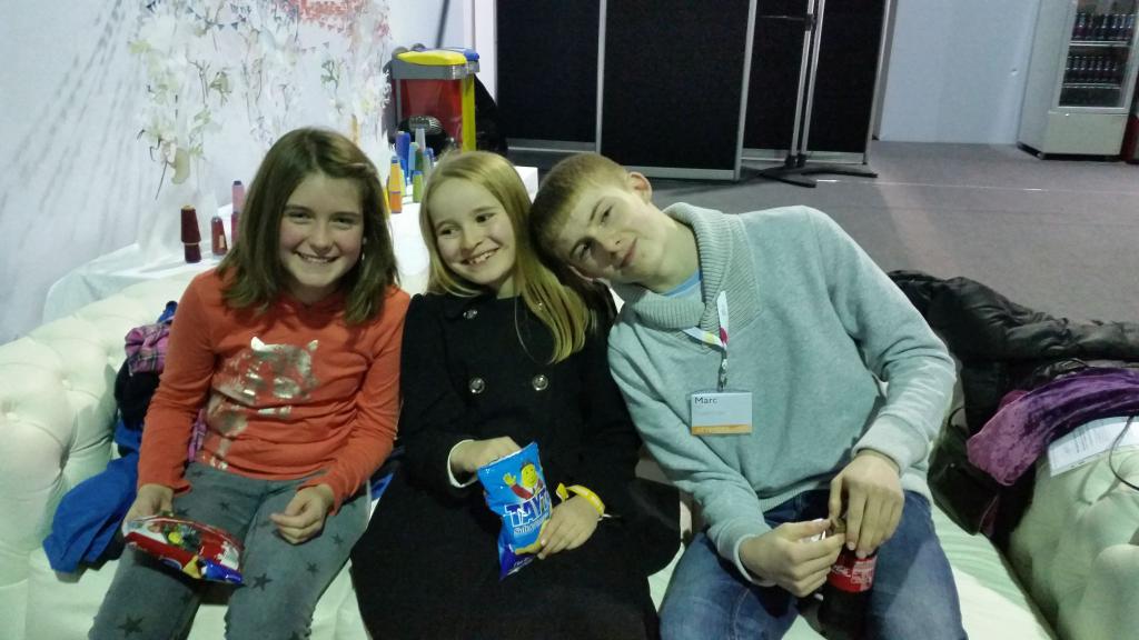 Cmekiely's tweet image. .@coderdojo kids in green room @websummit2014