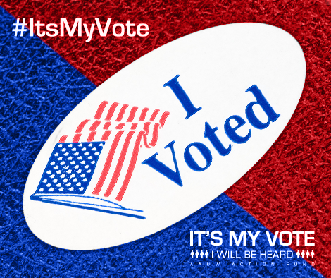 AAUW's tweet photo. Ladies,have you voted yet? http://t.co/VVNlpaFKE7 #ItsMyVote #VoteNov4 http://t.co/WMlrpbWOZt