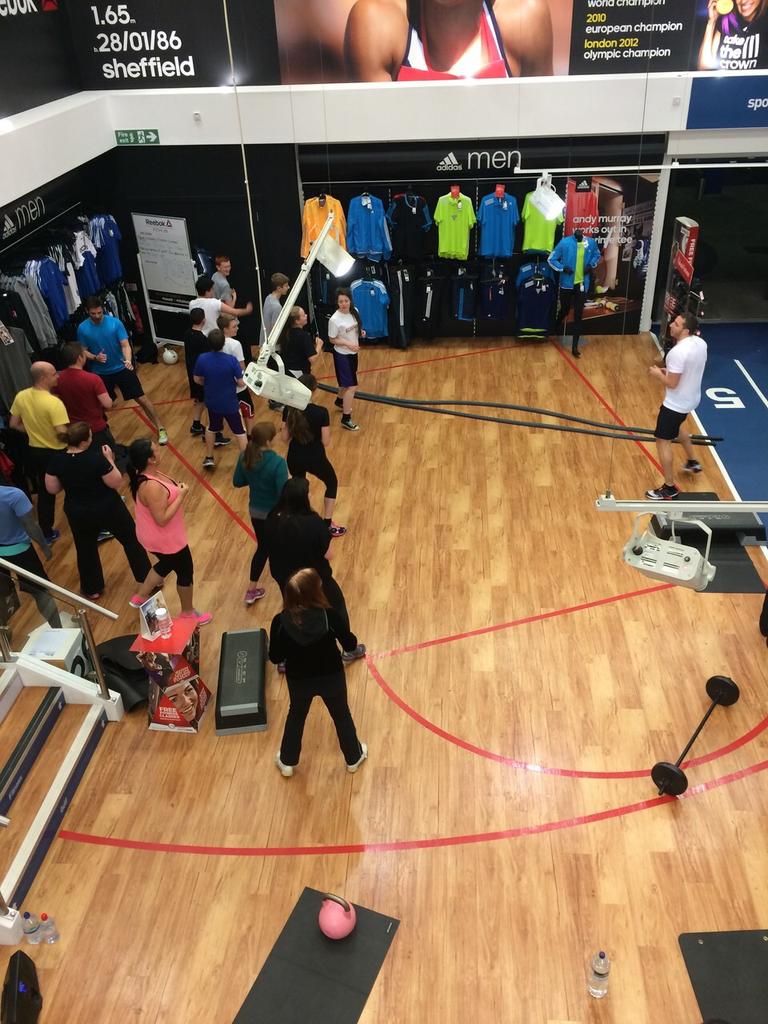 StockportPro's tweet photo. Free Fitness class in full steam @SportingPro Stockport! Classes every Tuesday at 7pm! Sign up in store. http://t.co/o89fE28NIq