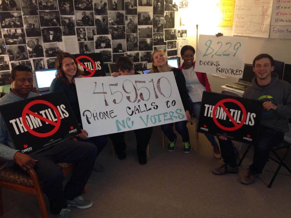CREDOSuperPAC's tweet photo. 459,510 calls &amp; 8,229 knocks to defeat Thom Tillis. Real organizers, real #s, making a real impact! http://t.co/jKjCT9Lo21