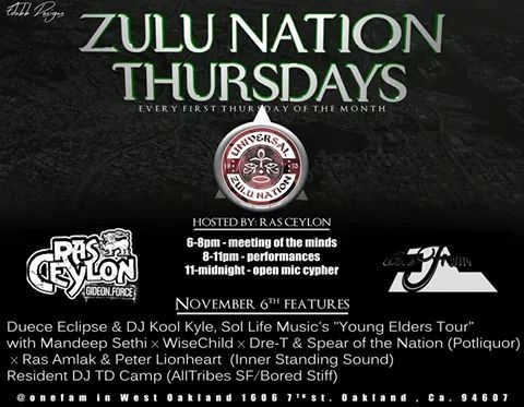 RasCeylon's tweet photo. Wit #AfrikaBambaataa Nov1st in #SFC #UniversalZuluNation 41st Anni.in #NYC this wk also we @OneFamVenue 11/6 #Oakland http://t.co/HbMzzHv6Qe