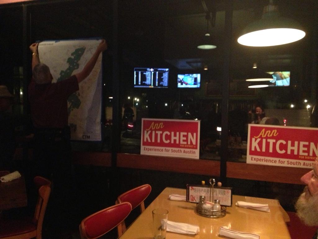 Here at @RedsPorch, where D5 candidate <a href="/AnnKitchenATX/">Ann Kitchen</a> 's election night party is getting started #acvotes