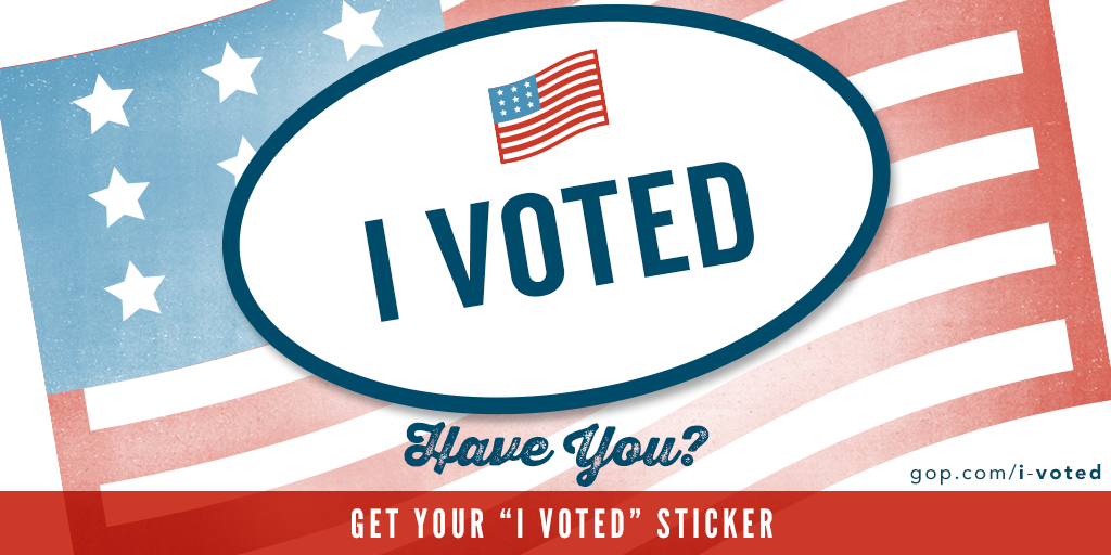 GOP's tweet image. Retweet &amp;amp; Get a sticker for being a voter! gop.cm/6012SpR2 Thank you for voting Republican today.