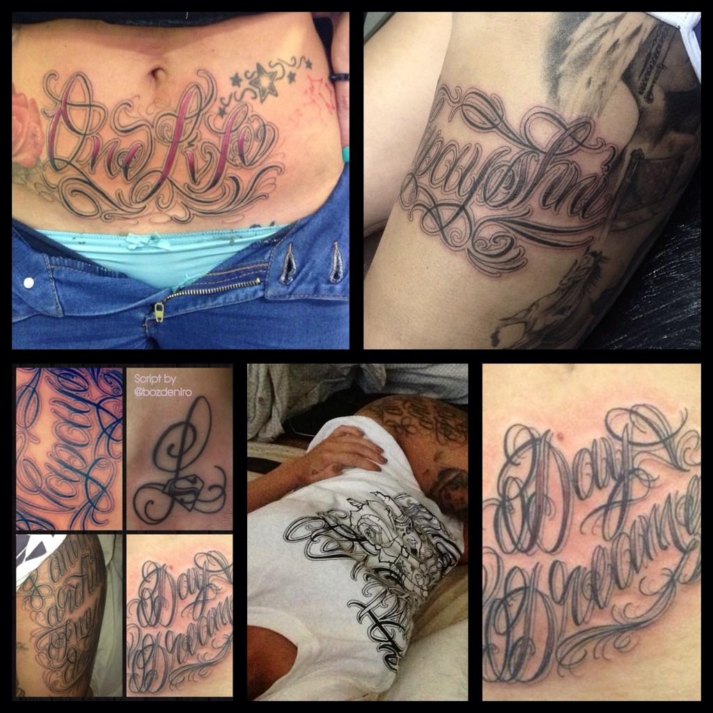 linziJarratt's tweet photo. #tattooistappreciationtuesday @LifesInked @bozdeniro #scriptmaster #freehand http://t.co/b0H1Ot04CO