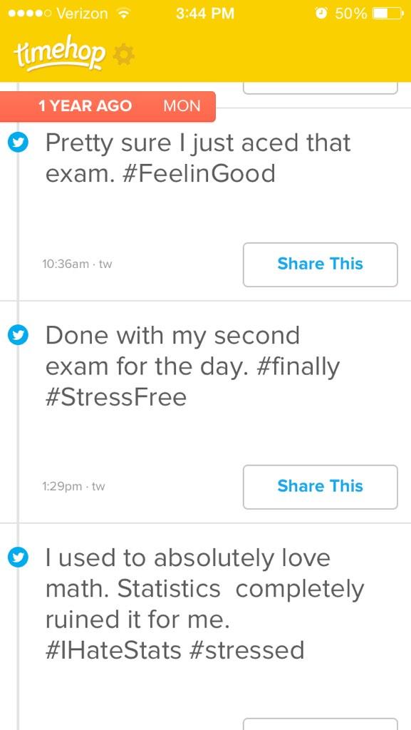 CatharineSell's tweet image. Nov. 4 2013 and Nov. 4 2014 have been scarily similar. 😳 #2exams #stress #IHateStats