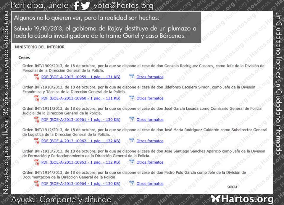 rennoaltocampoo's tweet photo. Rajoy destituyó a toda la cúpula policial que investigaba la trama Gürtel y el caso Bárcenas. http://t.co/S7JoHfwB5m http://t.co/gS2osGpU2o