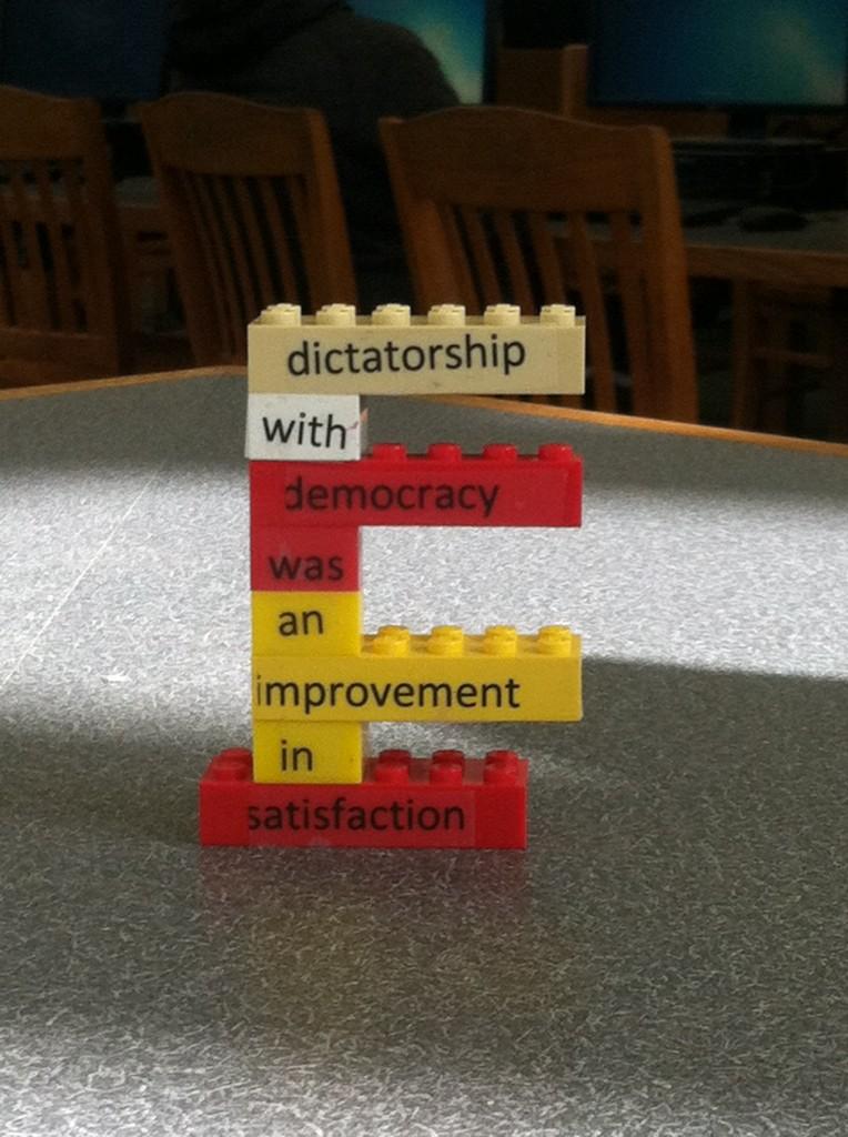 HHS_lib's tweet photo. #LegoPoetry contribution during lunch at Homestead Library. Appropriate for Election Day? #librarylife #poetry http://t.co/SZHdK589mL