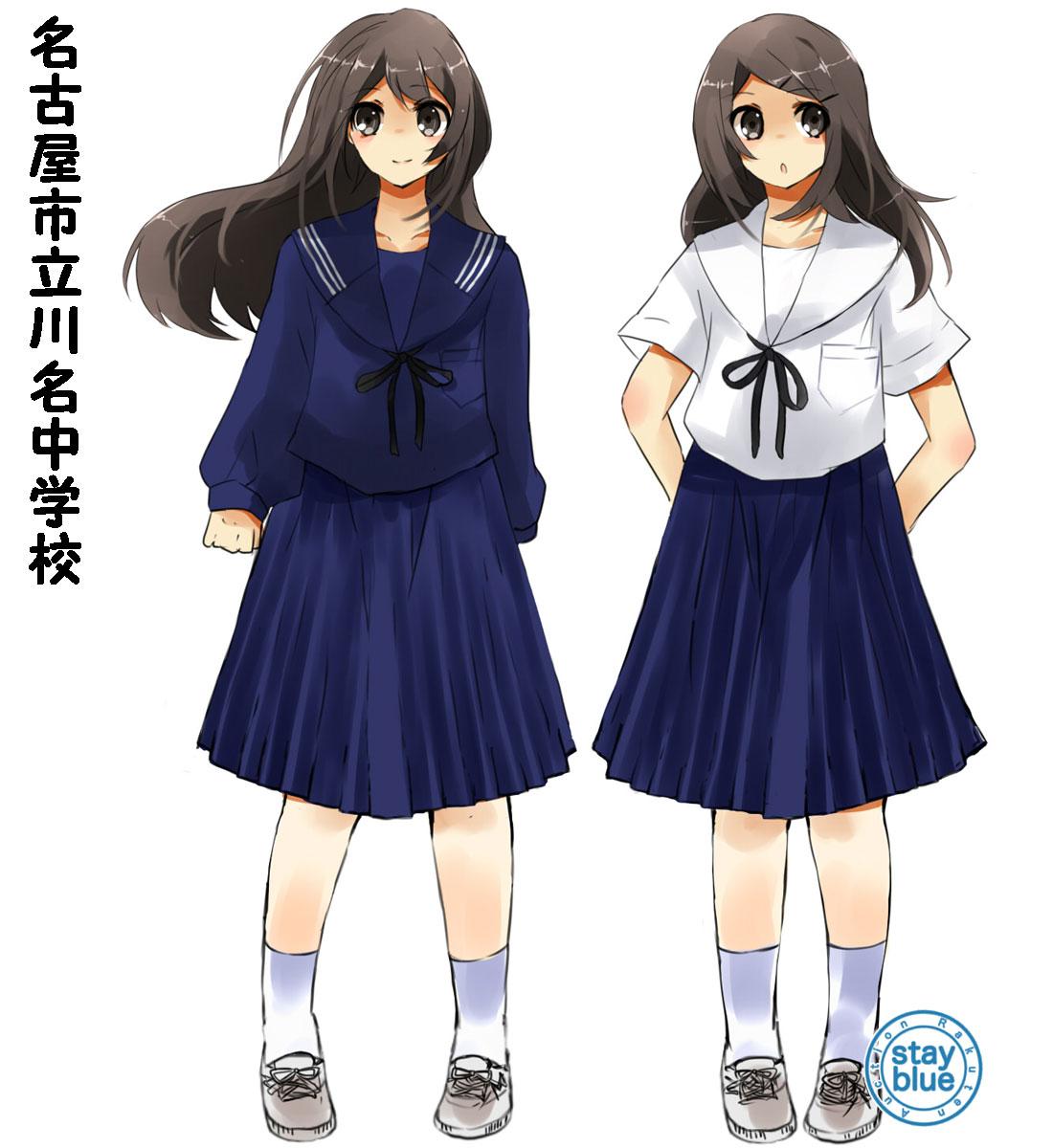 ট ইট র Stayblue 学校制服図鑑 No 223 名古屋市昭和区の川名中学校の制服イラスト 紐リボンを胸元で結ぶセーラー服 襟は夏は無地 冬はユニークで襟の途中で白線が切れます 三本のラインが切れる様は 川 の字を表現しているのでしょうか Http T Co